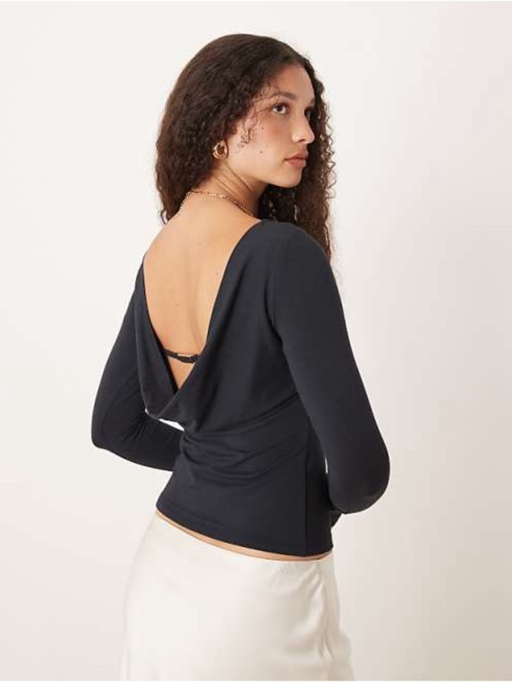 Abercombie Bra-Free Cowl Back Hardware Top in BLACK